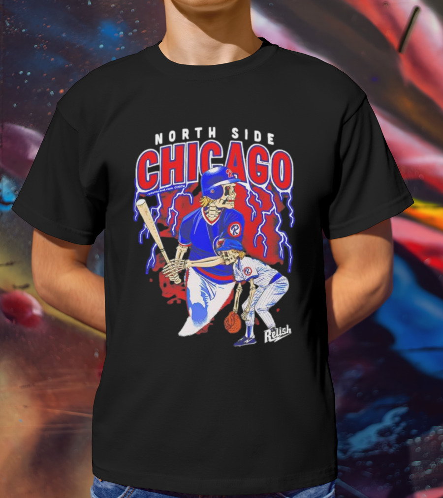 North Side Chicago Baseball Skeleton Relish T-Shirt