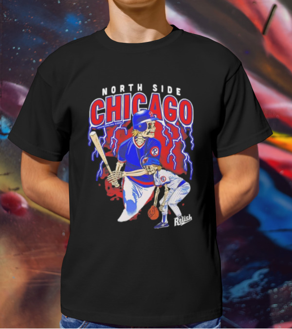 North Side Chicago Baseball Skeleton Relish T-Shirt