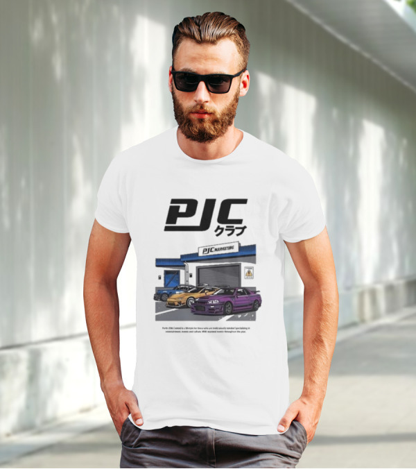 PJC クラブ Perth JDM Central PJC Marketing Garage Cars T-Shirt