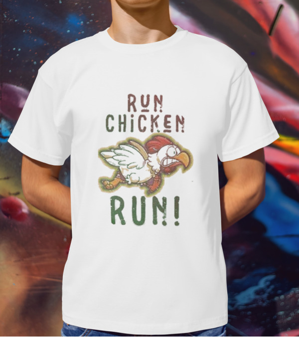Run Chicken Run Chicken Running With Wings Outstretched T-Shirt