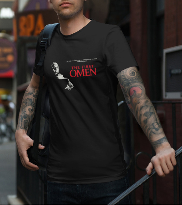 The First Omen On The 6th Day Of The 6th Month In The 6th Hour He Will Be Born Horror Film Inspired T-Shirt