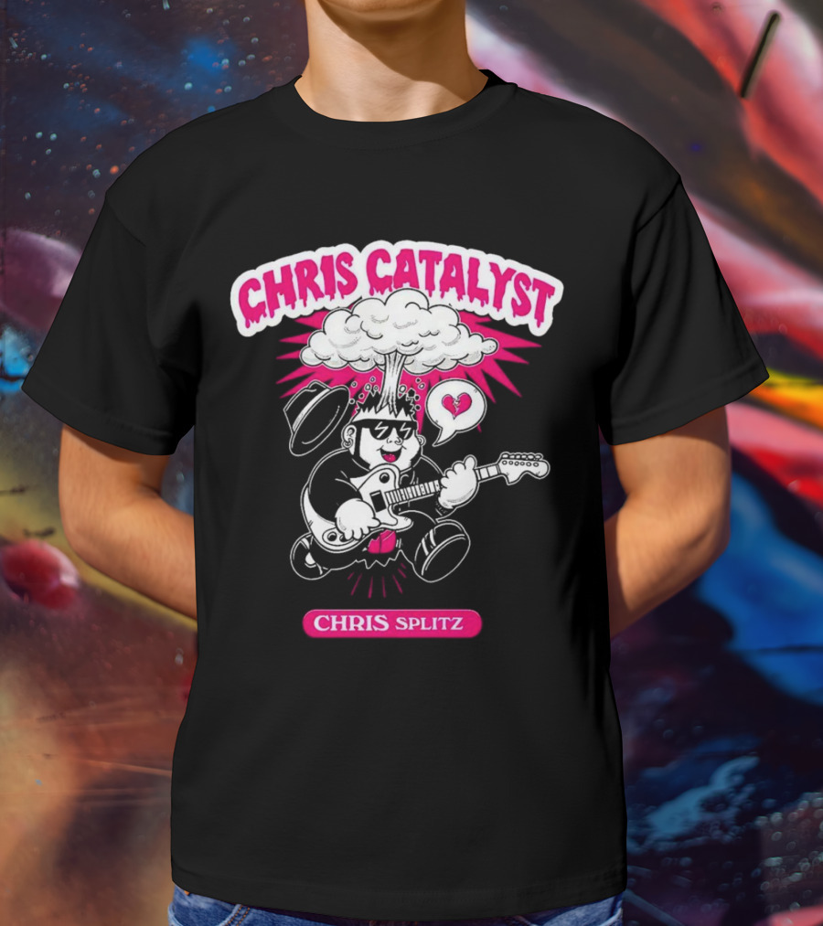 Chris Catalyst Chris Splitz Guitar Explosion Heart T-Shirt