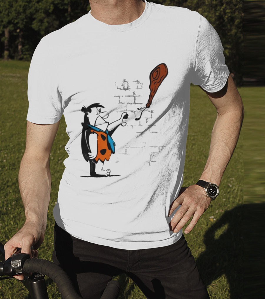 Fred Flintstone Balloon Meat Banksy Mashup T-Shirt