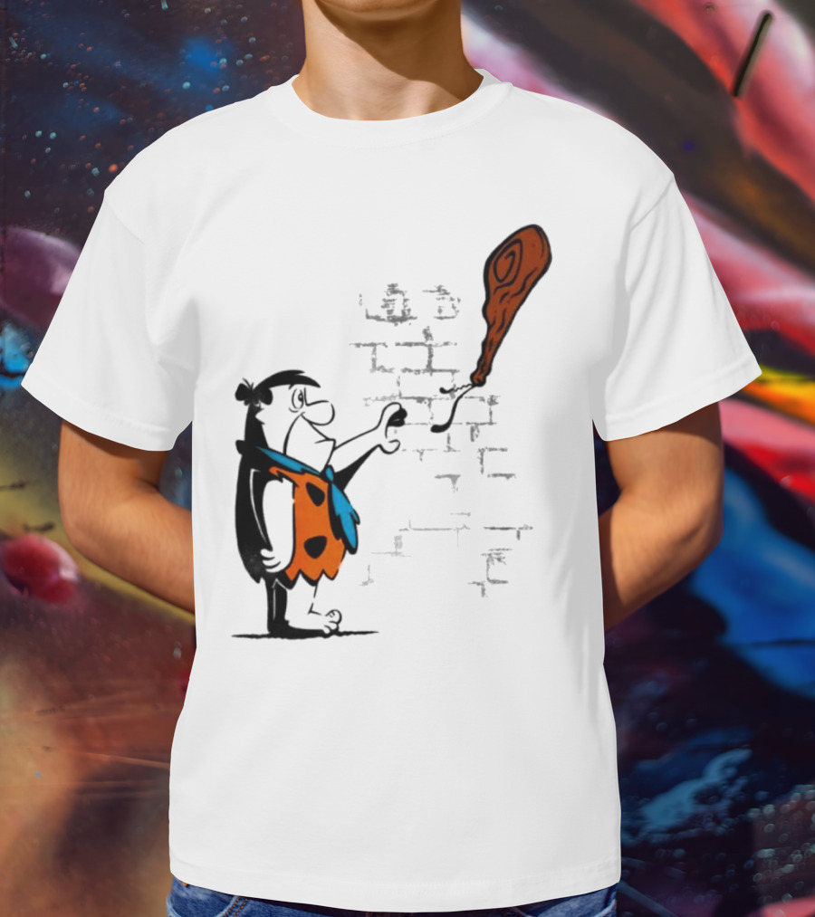 Fred Flintstone Balloon Meat Banksy Mashup T-Shirt