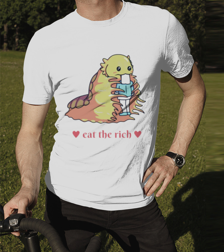 Heart Eat The Rich Space Slug Hugging Person T-Shirt