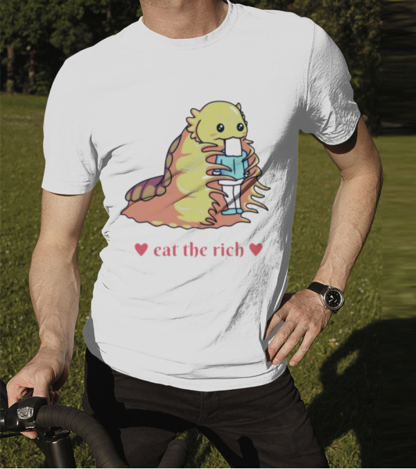 Heart Eat The Rich Space Slug Hugging Person T-Shirt