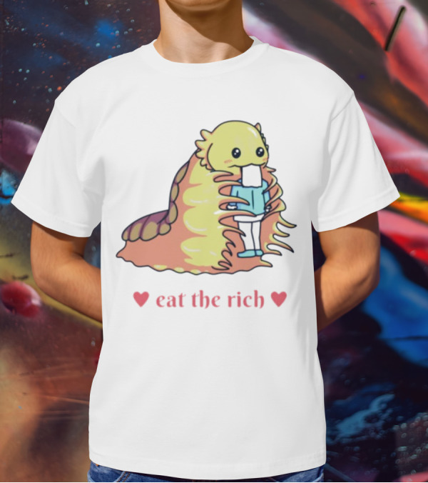 Heart Eat The Rich Space Slug Hugging Person T-Shirt
