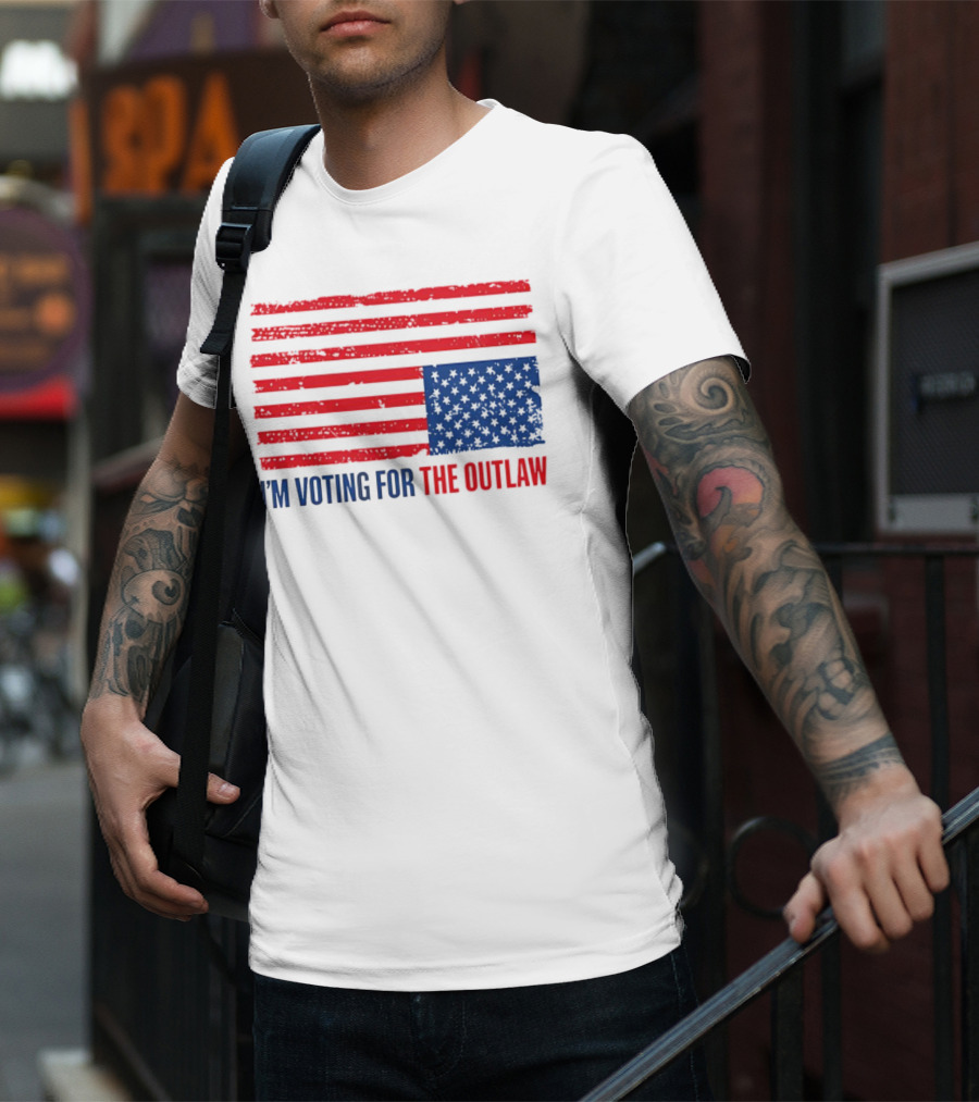 USA Flag I'm Voting For The Outlaw Distressed American T-Shirt