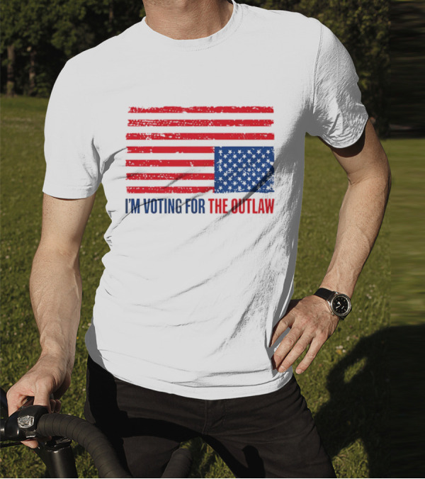 USA Flag I'm Voting For The Outlaw Distressed American T-Shirt