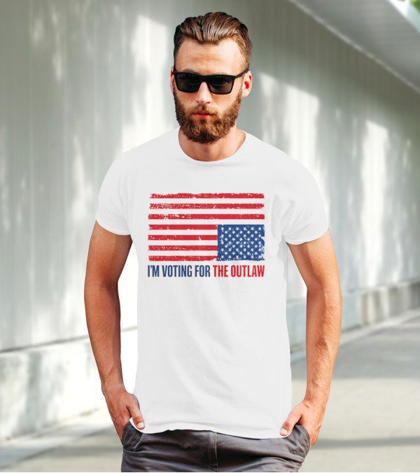 USA Flag I'm Voting For The Outlaw Distressed American T-Shirt