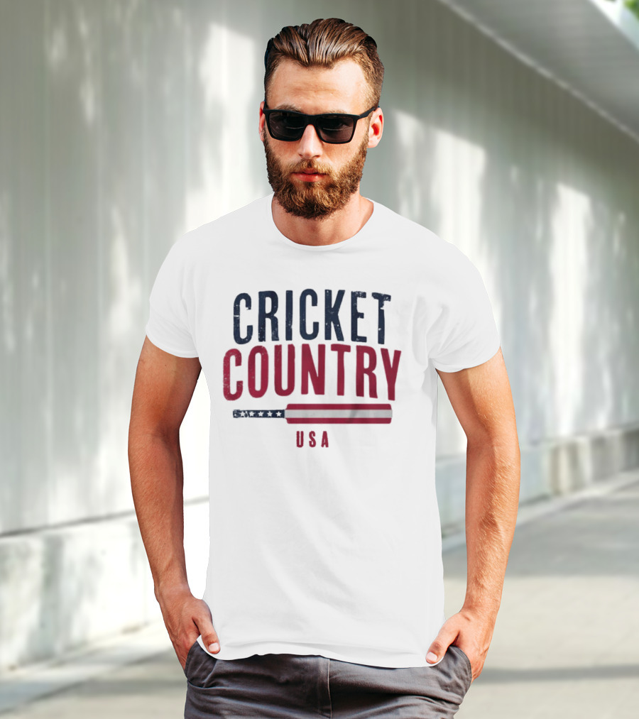 Cricket Country USA American Flag Bat T-Shirt