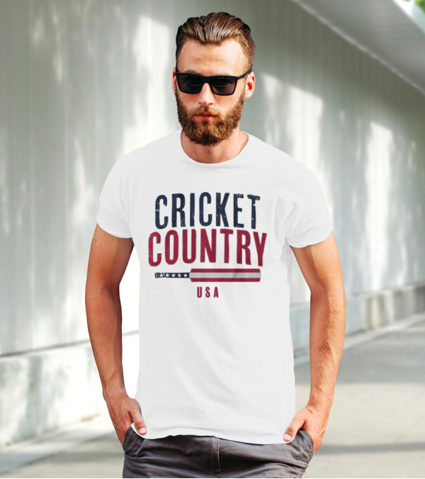 Cricket Country USA American Flag Bat T-Shirt