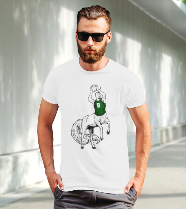 Kristaps Porzingis Unicorn Centaur Basketball Jumper 9 T-Shirt