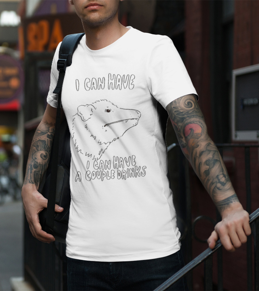 I Can Have A Couple Drinks Opossum Drawing T-Shirt