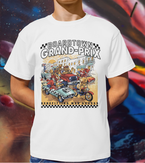 Boardtown Grand-Prix Colorful Animal Parade Benefit MSU Access T-Shirt
