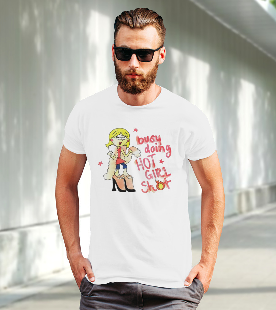 Busy Doing Hot Girl Shot Cartoon Style Fashion Humor T-Shirt