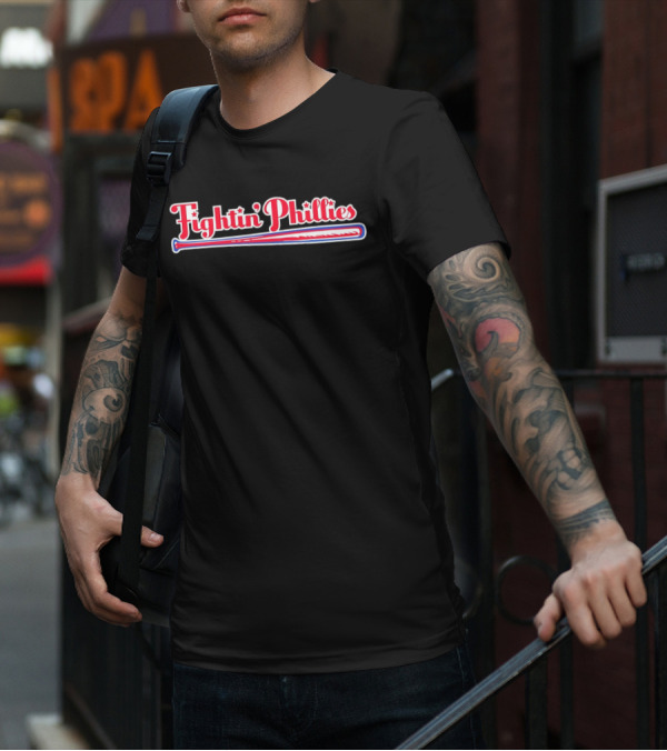 Fightin Phillies Baseball Bat Red Blue Stars T-Shirt