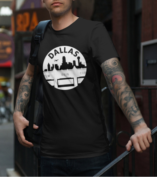 Triple Underpass Elm Main Commerce Dallas Skyline T-Shirt