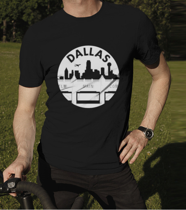 Triple Underpass Elm Main Commerce Dallas Skyline T-Shirt