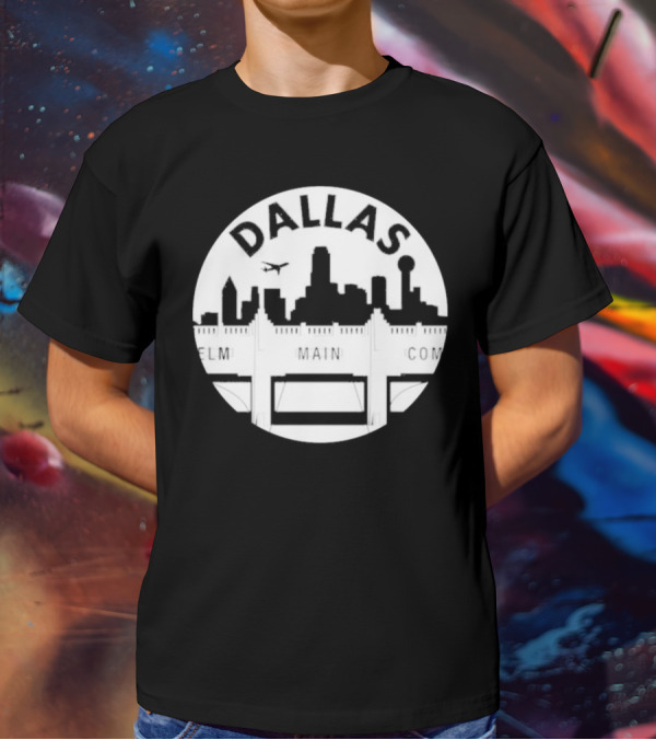 Triple Underpass Elm Main Commerce Dallas Skyline T-Shirt