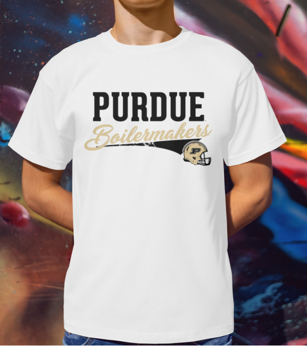 Purdue Boilermakers Script With Iconic Helmet T-Shirt