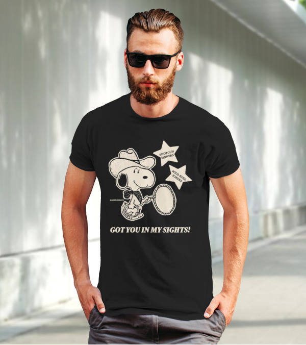 Snoopy Cowboy Shotgun Sinners Wild-Eyed Jokers Got You In My Sights T-Shirt