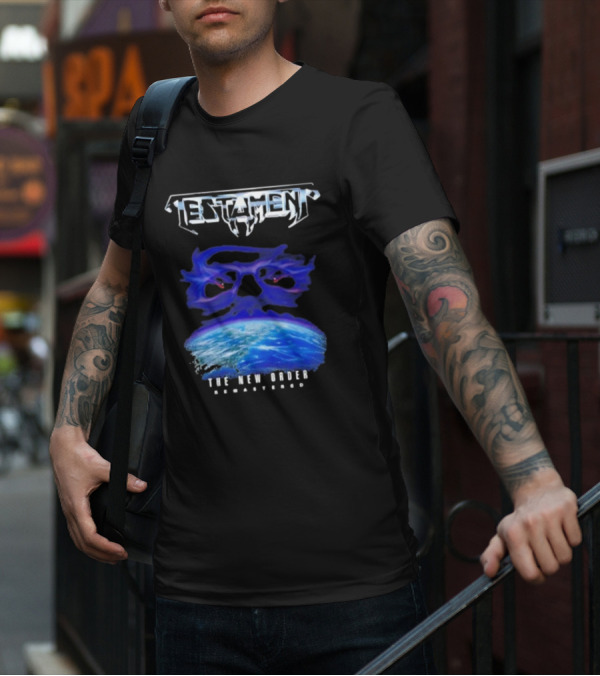 Testament The New Order Remastered Earth Skull T-Shirt