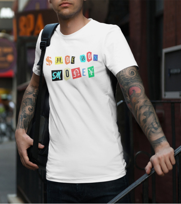 Channing Crowder Shoe Box Money Dollar Yen Lettering T-Shirt