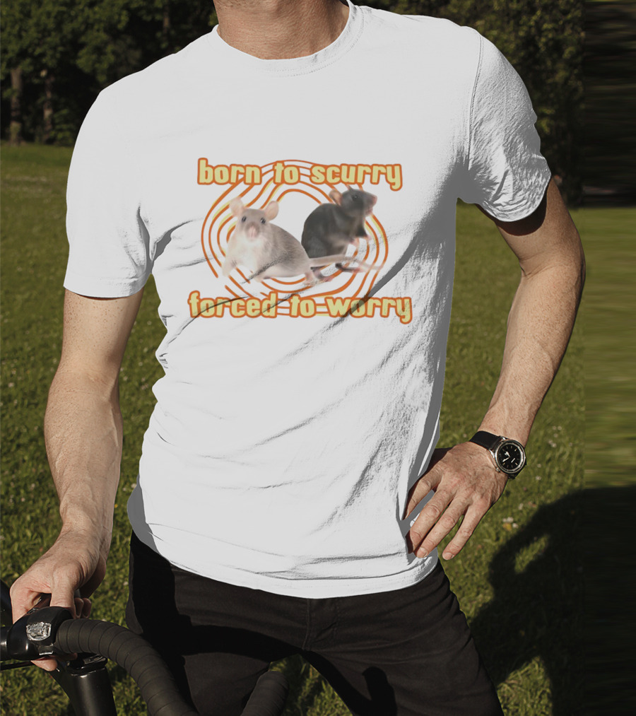 Born To Scurry Forced To Worry With Two Rats And Swirling Background T-Shirt