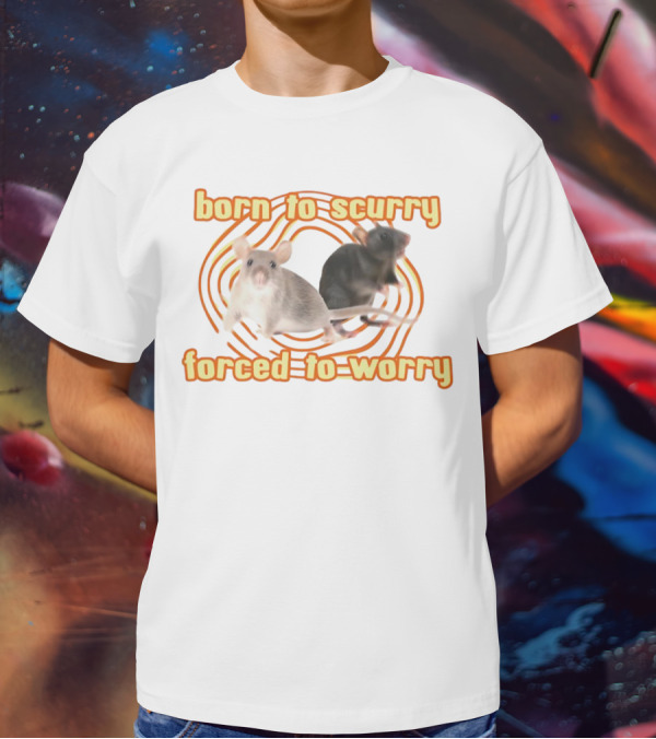 Born To Scurry Forced To Worry With Two Rats And Swirling Background T-Shirt