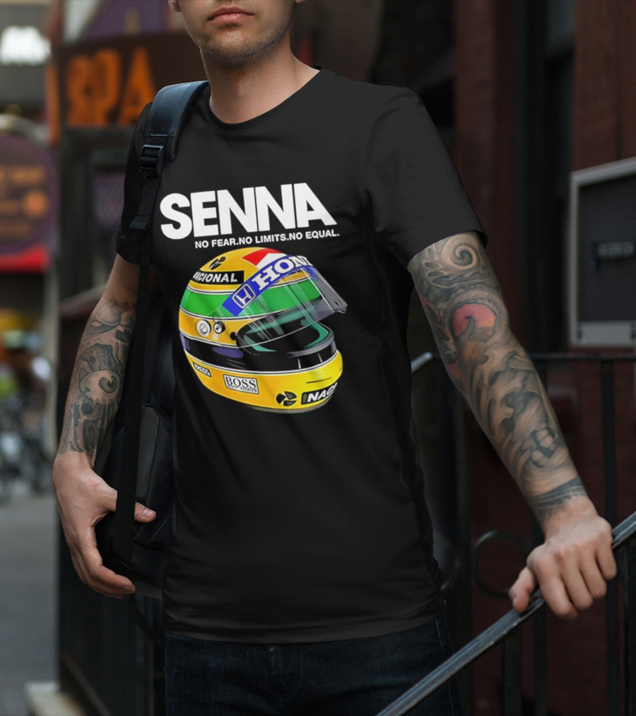 SENNA No Fear No Limits No Equal Honda Racing Helmet BOSS Nacional T-Shirt