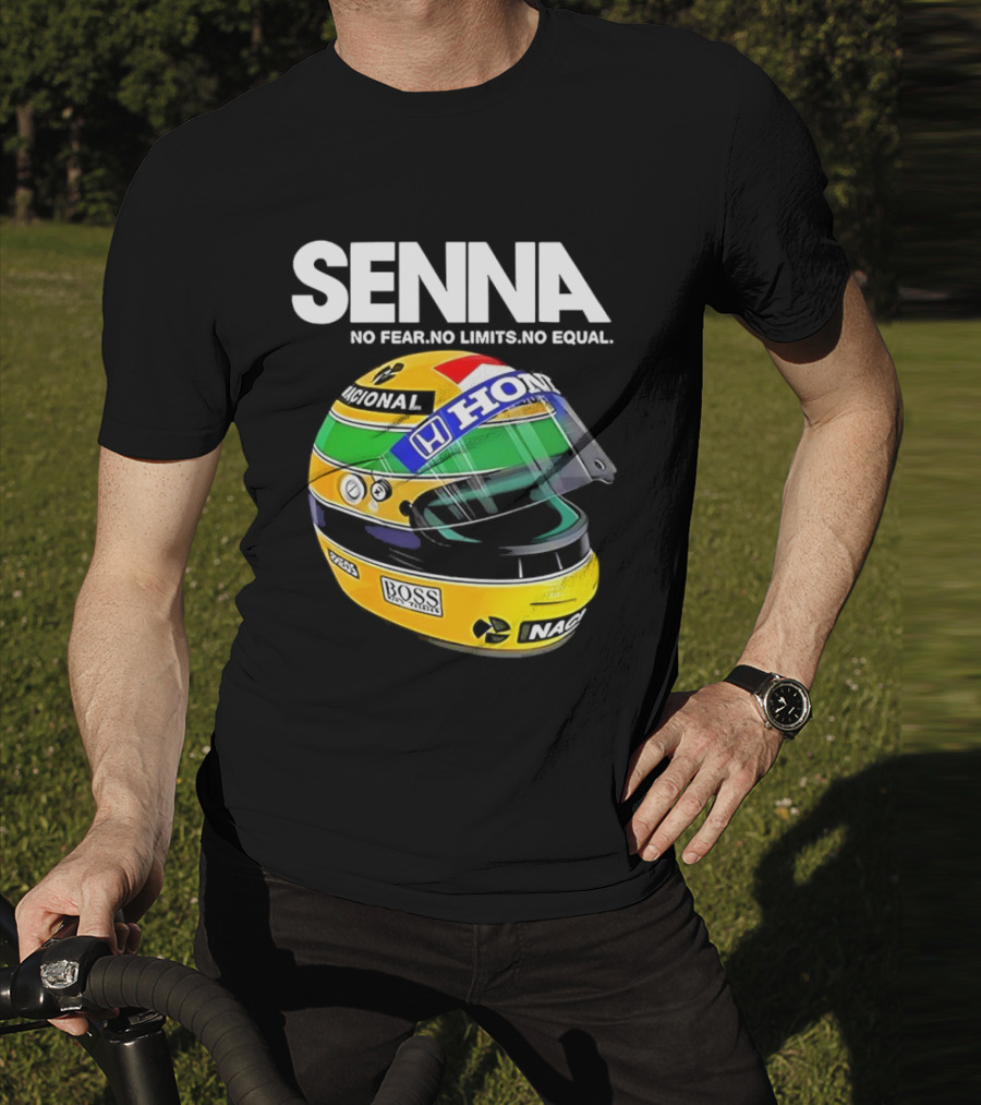 SENNA No Fear No Limits No Equal Honda Racing Helmet BOSS Nacional T-Shirt