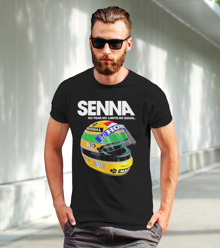 SENNA No Fear No Limits No Equal Honda Racing Helmet BOSS Nacional T-Shirt