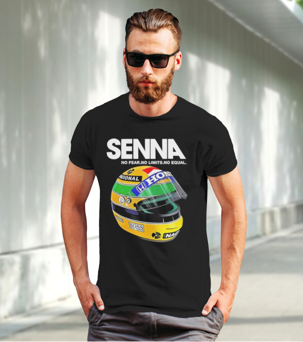 SENNA No Fear No Limits No Equal Honda Racing Helmet BOSS Nacional T-Shirt