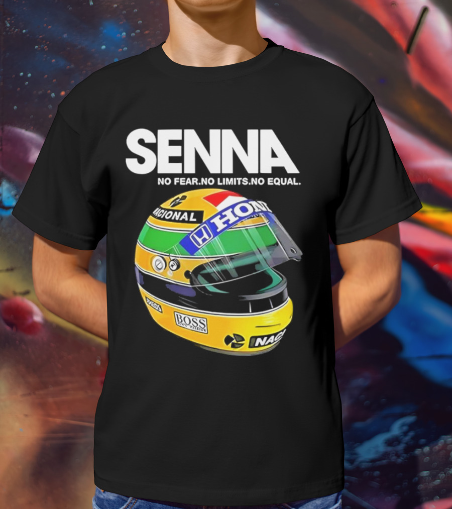 SENNA No Fear No Limits No Equal Honda Racing Helmet BOSS Nacional T-Shirt