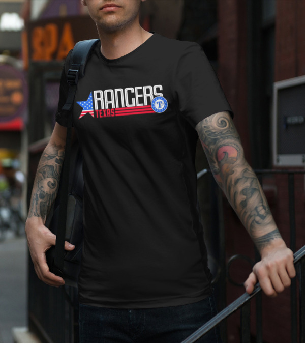 Texas Rangers Ameria Star USA Flag T-Shirt