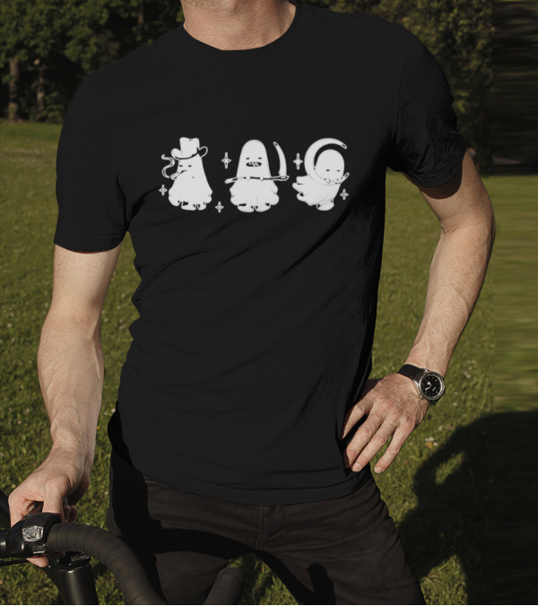 Cowboy Ghosts With Scythe And Crescent Moon T-Shirt