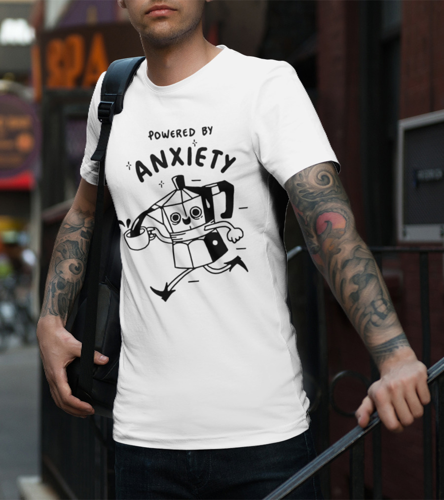 Kazisvet Powered By Anxiety Energetic Coffee Pot Cartoon T-Shirt