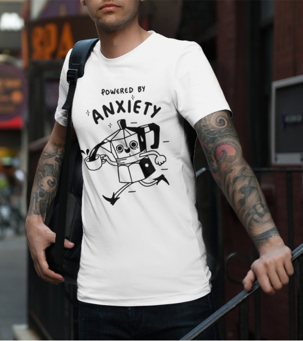 Kazisvet Powered By Anxiety Energetic Coffee Pot Cartoon T-Shirt