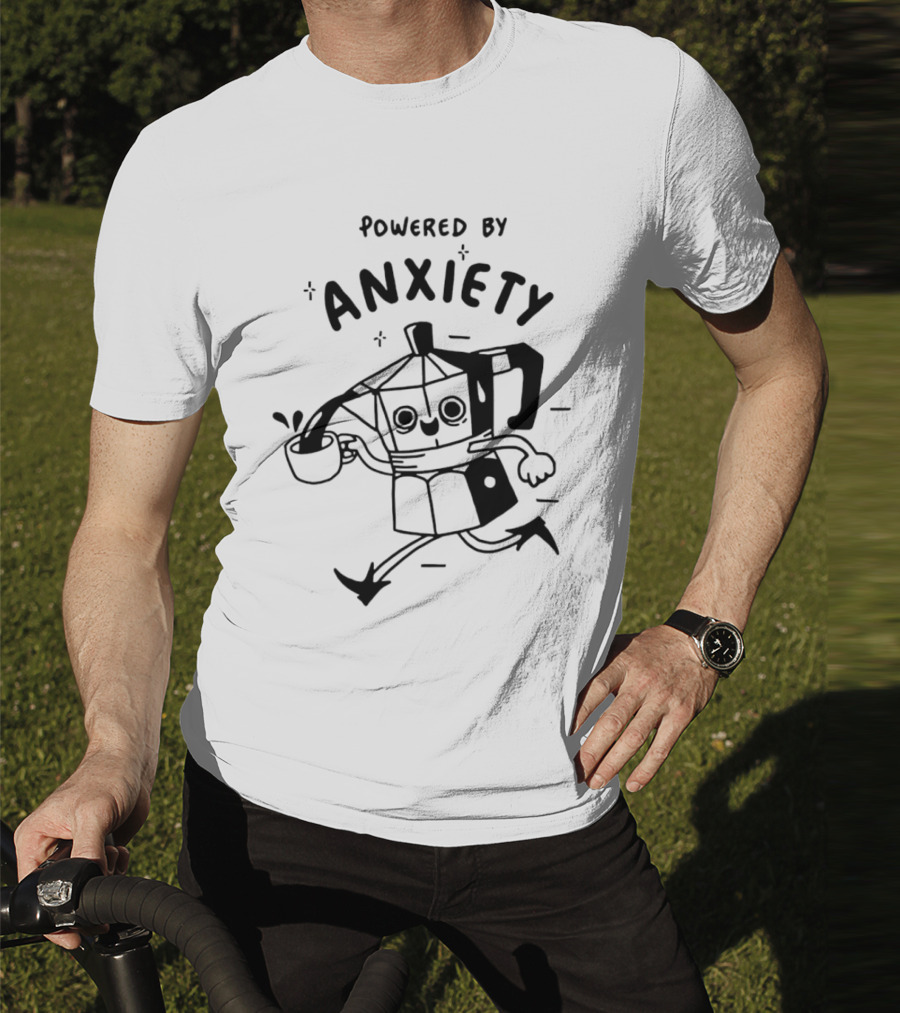 Kazisvet Powered By Anxiety Energetic Coffee Pot Cartoon T-Shirt