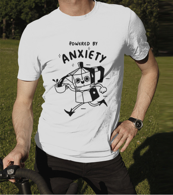 Kazisvet Powered By Anxiety Energetic Coffee Pot Cartoon T-Shirt