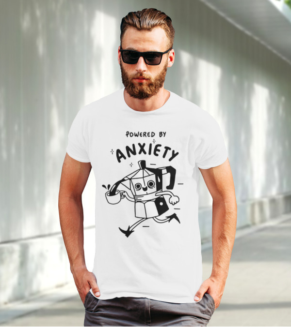 Kazisvet Powered By Anxiety Energetic Coffee Pot Cartoon T-Shirt