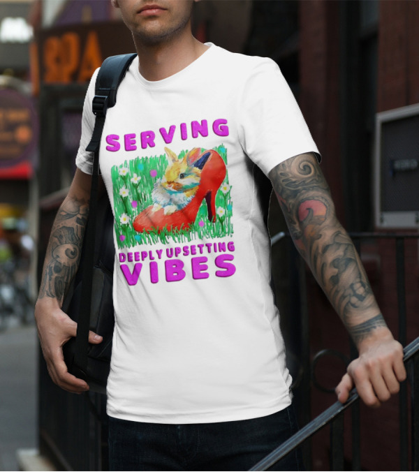 Serving Deeply Upsetting Vibes Bunny In Red High Heel With Flowers T-Shirt