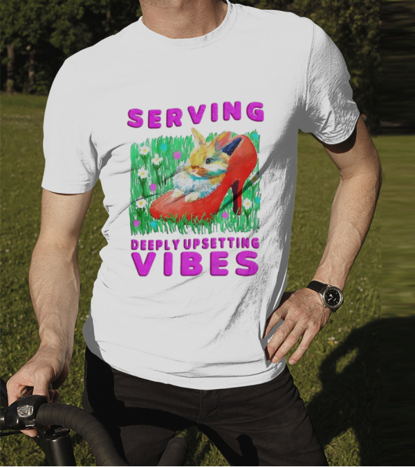 Serving Deeply Upsetting Vibes Bunny In Red High Heel With Flowers T-Shirt