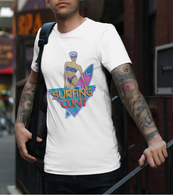 Surfing Cunt Retro Summer Vibes Surfer Girl Iconic T-Shirt