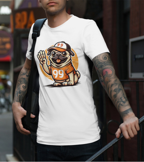 99 Pug Dog Sports Cap And Jersey With Number T-Shirt