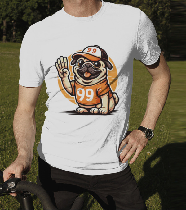 99 Pug Dog Sports Cap And Jersey With Number T-Shirt