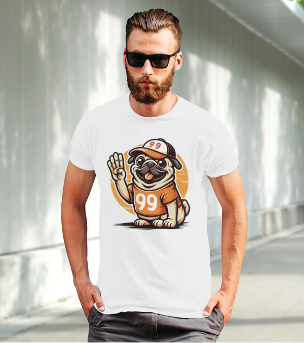 99 Pug Dog Sports Cap And Jersey With Number T-Shirt