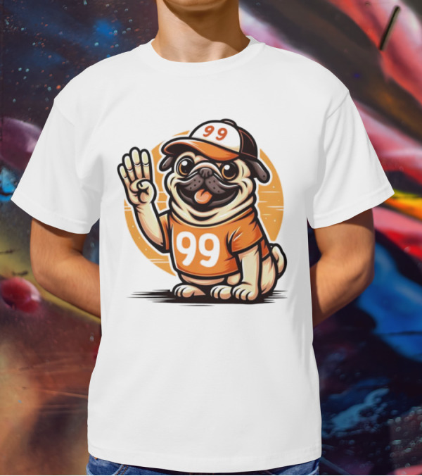 99 Pug Dog Sports Cap And Jersey With Number T-Shirt