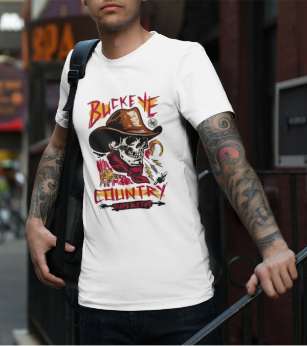 Buckeye Country Superfest Skeleton Cowboy With Horse And Lasso T-Shirt